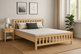 Pat MAICA 120 x 200 cm, pin Saltele: Cu saltele Somnia 18 cm, Somiera pat: Cu lamele drepte