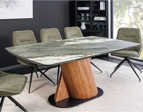 Masa extensibila ceramica gri taupe, furnir lemn de nuc ELEMENTS 180-260cm