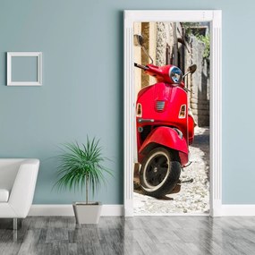 Fototapeta pentru ușă - scuter roșu (95x205cm)