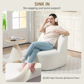 HOMCOM Fotoliu pentru Living în Stil Modern cu Spătar Ergonomic Crem | Aosom Romania