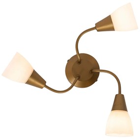 Plafoniera clasică cu spoturi aurie cu sticlă mată rotundă cu 3 lumini - Madi