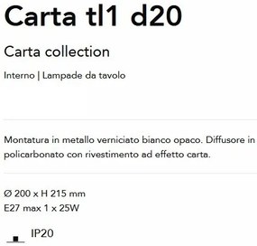 Veioza/Lampa de masa stil minimalist Carta tl1 d20