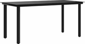 vidaXL Masă de grădină, negru, 160x80x74 cm, oțel & sticlă securizată