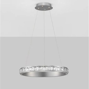 Lustra LED design circular, Otel, Argintiu, Cristal K9, ETEKEN NVL-9501214