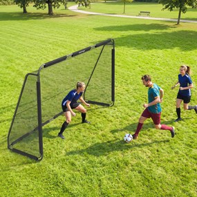 SPORTNOW Poartă de Fotbal 3x2 m, cu Plasă Rezistentă și Cadru Metalic Stabil, Negru | Aosom Romania