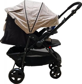 Carucior nou nascuti 2 in 1 BABY CARE™ PRO SK10, Maner reversibil, Spatar reglabil in 3 trepte, Frana picior,Pliabil , Maron Gold