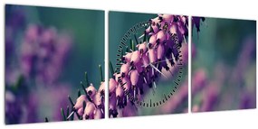 Tablou cu floare violetă (cu ceas) (90x30 cm)