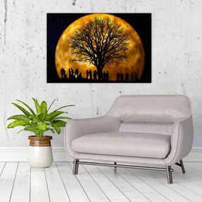 Tablou cu luna și siluete (90x60 cm)