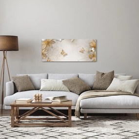 Tablou - Flori cu fluturi (120x50 cm)