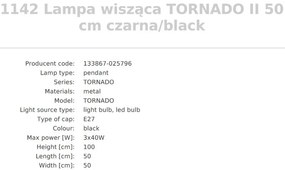 Pendul design modern Tornado II negru 50cm