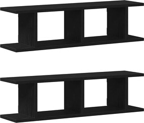 vidaXL Rafturi de perete 2 buc Stejar negru 75x18x20 cm Lemn prelucrat