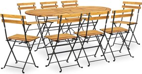 vidaXL Set mobilier de exterior pliabil, 9 piese, lemn masiv de acacia