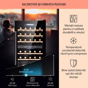 Klarstein Barossa 29 Duo, frigider pentru vin, 29 sticle, 80 litri, 2 zone, buton de control