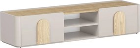 Comodă TV Amilio 220 cm cu sertar - cașmir / stejar uleiat / mânere stejar deschis