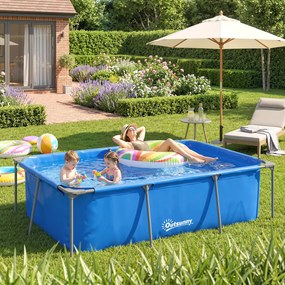Outsunny Piscină dreptunghiulară cu structură metalică și pompă de filtrare, 260 x 181 x 67 cm, Albastru | Aosom Romania