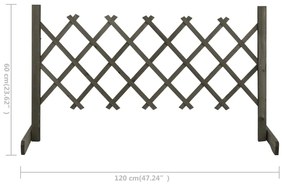 Gard cu zabrele de gradina, gri, 120x60 cm, lemn masiv de brad 1, Gri, 120 x 60 cm