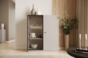 Vitrină pentru living Lorini 100 cm - cașmir / mâner negru