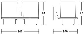 Suport dublu pentru pahare AQUALINE RB105 Rumba, sticlă albă