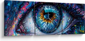 Tablou - Pictura ochilor (cu ceas) (90x30 cm)