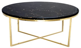 Masuta de cafea Pelio negru/gold si marmura – H42 cm