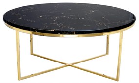 Masuta de cafea Pelio negru/gold si marmura – H42 cm