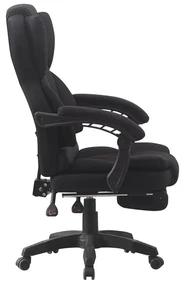 Scaun directorial, suport picioare, Material textil, Negru