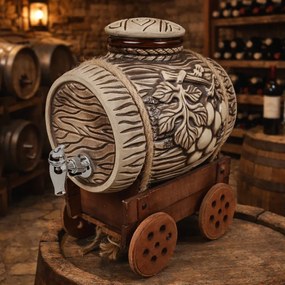 Butoi din ceramica cu robinet pentru vin, 4,8 litri