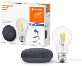 Difuzor inteligent Google Nest Mini + bec LED SMART+ E27 Ledvance