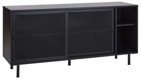 Comodă neagră din metal cu ușă glisantă 160x75x46 cm Veep – Unique Furniture