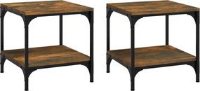 vidaXL Mese laterale, 2 buc. stejar fumuriu 40x40x40 cm lemn prelucrat
