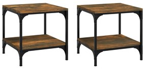 819382 vidaXL Mese laterale, 2 buc. stejar fumuriu 40x40x40 cm lemn prelucrat