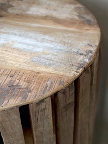 Etajeră din lemn reciclat, natur, cu 3 rafturi și laturi rotunjite din lamele, aspect rustic, 115 x 116 x 37 cm, „Grimaud”