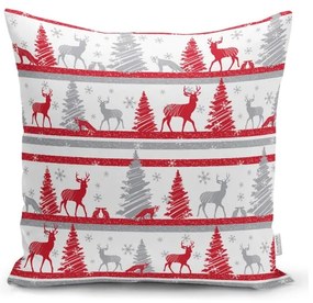 Set 4 fețe de pernă și un napron de masă cu model de Crăciun Minimalist Cushion Covers Red Christmas