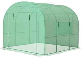 Outsunny Seră de grădină sera tunel de grădină 6m² PE Densitate înaltă 135 g/m², cu 2 uși cu fermoar 300 x 300 x 200 cm, verde | Aosom Romania