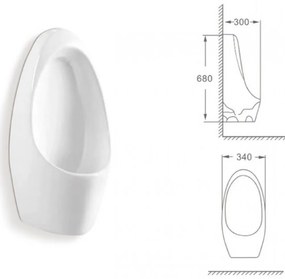 Pisoar Suspendat din Ceramica, Alb, KZ