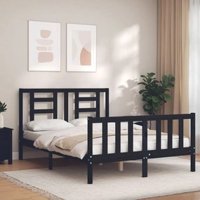3192880 vidaXL Cadru de pat cu tăblie, negru, 120x200 cm, lemn masiv