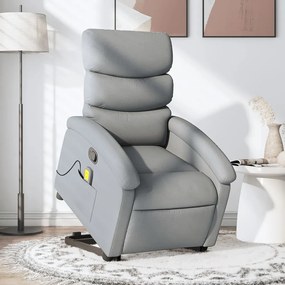 vidaXL Fotoliu de masaj rabatabil cu ridicare, gri deschis, textil
