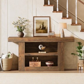 MAM26 - Masa Consola, 160 cm, masuta hol cu 2 rafturi, living, dining, dormitor - Maro