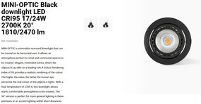 Spot LED incastrabil MINI-OPTIC Black downlight LED CRI95 17/24W 2700K 20° 1810/2470 lm