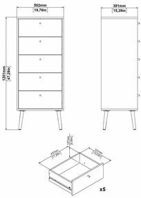 Comodă albă înaltă 50x120 cm Bodo – Tvilum