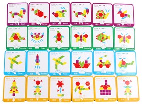 Jucărie de lemn Tangram cu forme creative, puzzle, 155 de bucăți