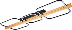 Plafoniera LED Klausen Koska PL3 36W 3000K, Corp Iluminat Modern Lemn Natur si Negru 108x33.5x8 cm, Lampa Living Dining Eleganta, Flux 1400 LM