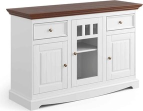 Comodă lemn masiv nuc Linea Alb-, 130 × 45 × 85 cm
