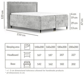 Pat boxspring bej cu spațiu de depozitare 180x200 cm Voyage – Maison de Rêve