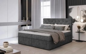 Pat tapitat de tip boxspring, 140x200 cm Loree 161, Eltap (Culoare: Visiniu / Dora 63)