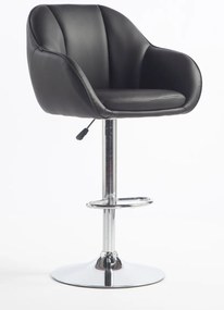 HR2055W Scaun Neagră din Piele Ecologica cu Bază Cromata