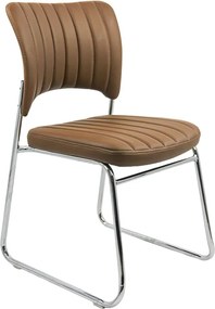 Scaun vizitator maro HRC 613 din piele ecologică și cadru cromat