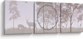 Tablou - Pădure,monocrom (cu ceas) (90x30 cm)