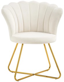 HOMCOM Fotoliu de machiaj fotoliu din catifea fotoliu de salon cu picioare din oțel 69 x 64 x 80 cm crem | Aosom Romania