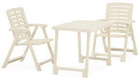 315833 vidaXL Set mobilier de bistro pliabil, 3 piese, alb, plastic